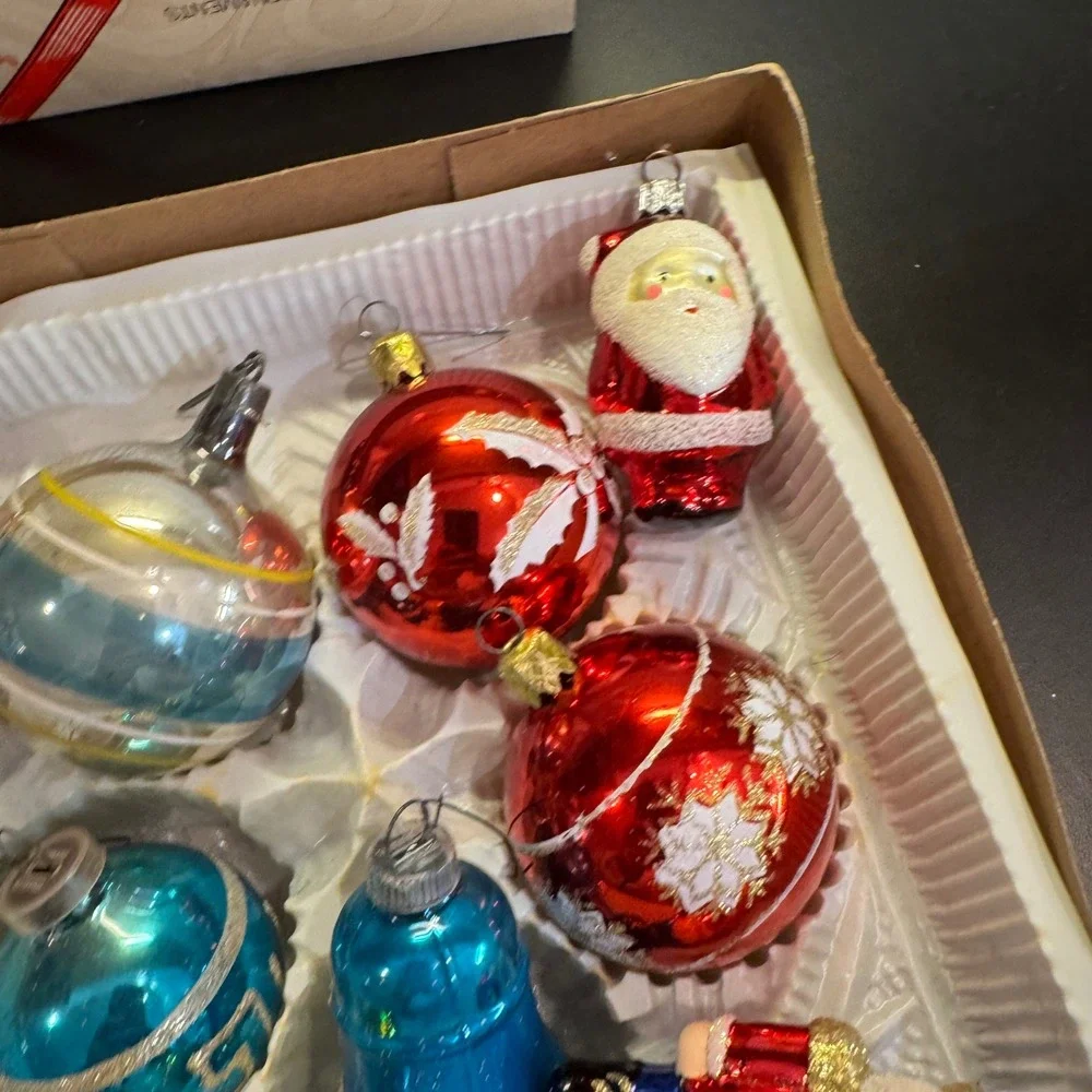 Holiday Reflections & other Glass Ornaments Set 8pc Multicolor Nutcracker Santa